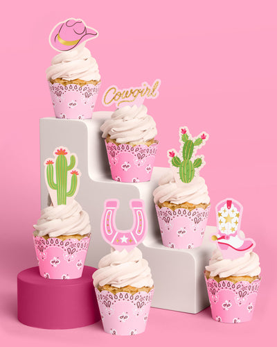Cowgirl Cupcake Toppers - 24 toppers + sleeves
