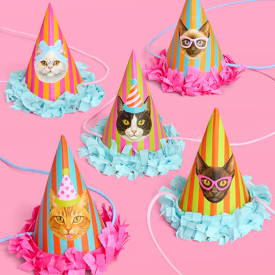 Cat Mini Party Hats - 10 paper hats