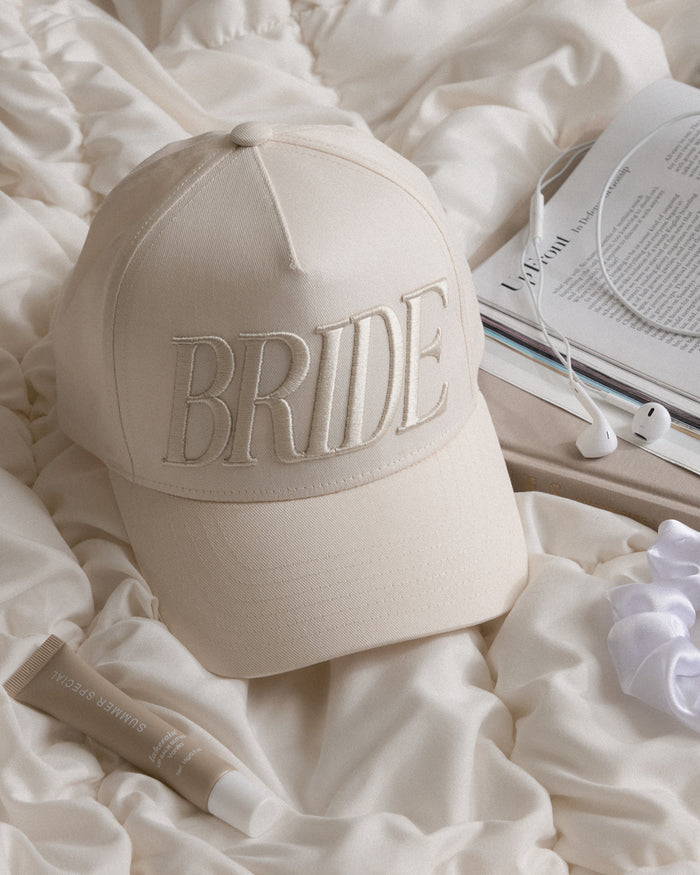 Neutral Bride Trucker Hat - emboridered hat