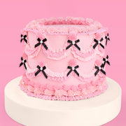 Black Bow Cake Toppers - 12 black + pearl cake toppers