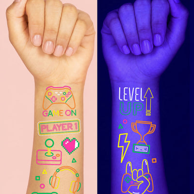 Neon Gamer Tattoos - 60 temporary tattoos