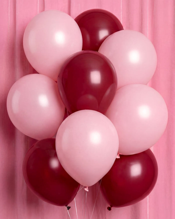 Burgundy + Pink Balloon Pack - 24 latex balloons