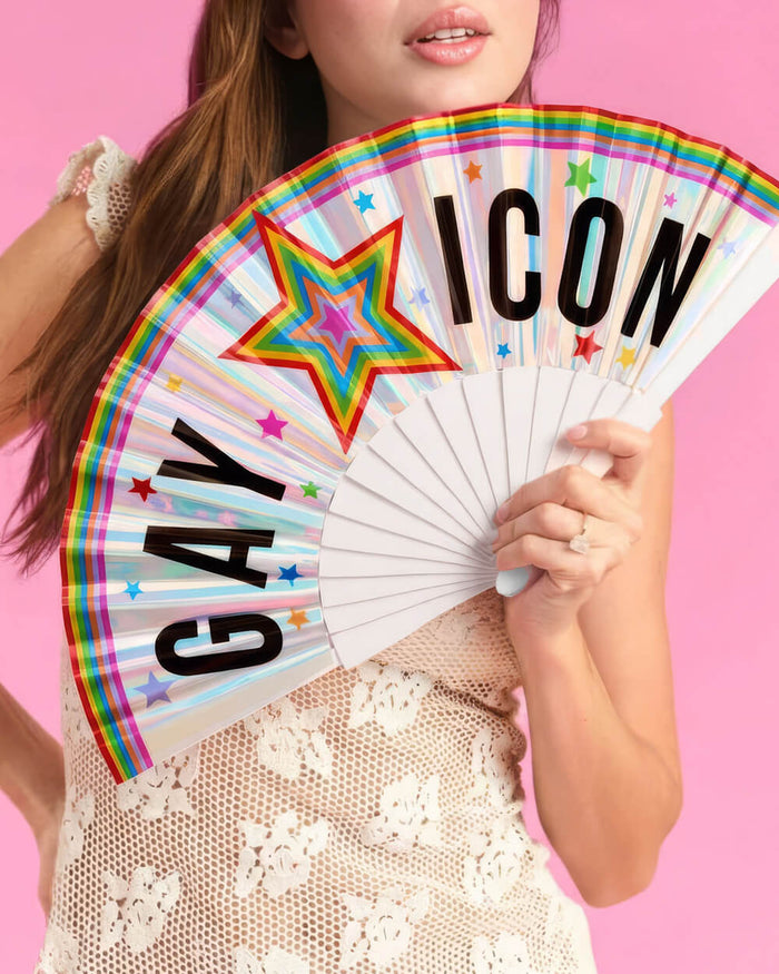 Pride Gay Icon Fan - iridescent folding fan