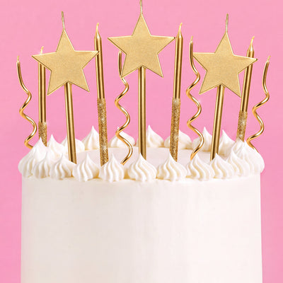 Novelty Gold Candles - 14 pc gold glitter candles