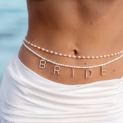 Bride Pearl Belly Chain - pearl + gold body chain