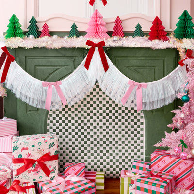 Bow Bliss Banner - layered fringe + velvet bows