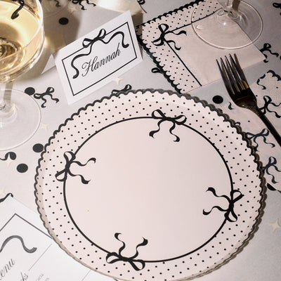 Little Black Bow Plates - 25 paper plates