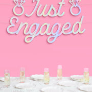 Just Engaged Banner - iridescent foil banner