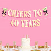 Cheers to 40 Years Banner - gold foil banner