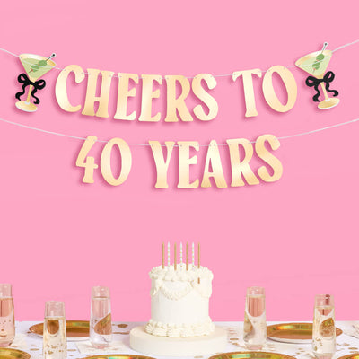Cheers to 40 Years Banner - gold foil banner