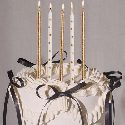 Wish Upon A Star Candles - 10 gold glitter candles