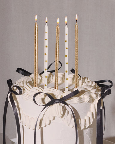 Wish Upon A Star Candles - 10 gold glitter candles