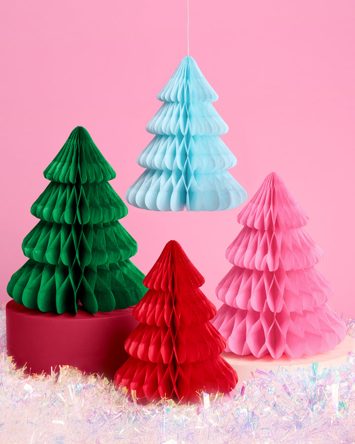 Very Merry Tree Set - 4 accordion tissue paper trees