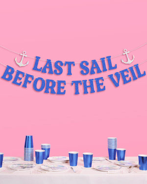 Last Sail Before the Veil Banner - blue glitter + iridescent banner