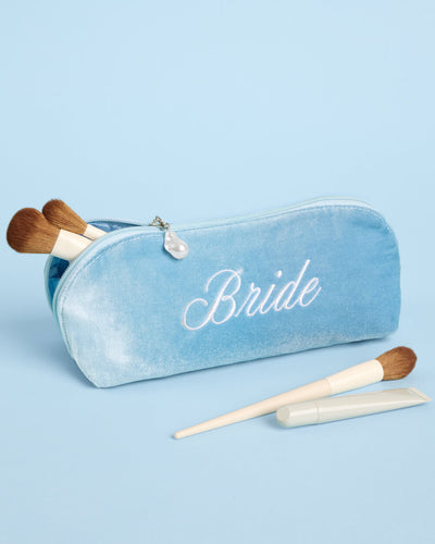 Bride Velvet Cosmetic Bag - blue velvet makeup bag