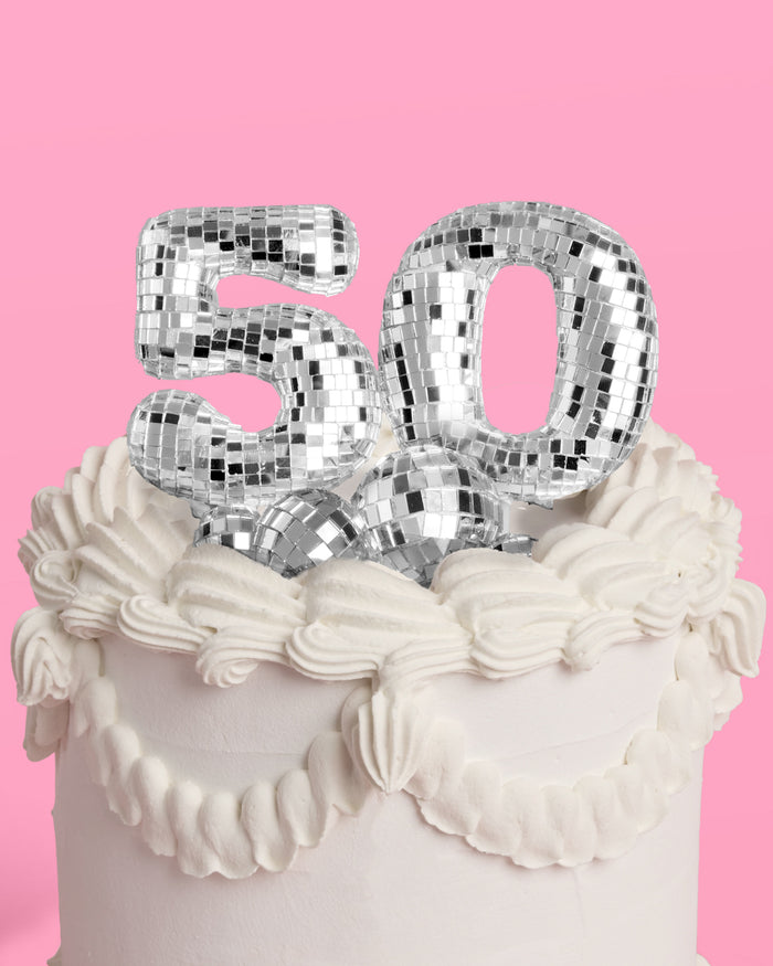 50 Disco Topper - 6 pc mirrored cake toppers
