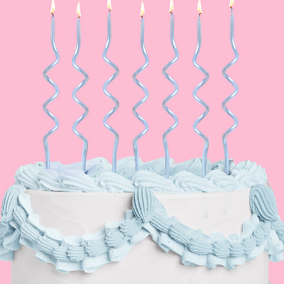 Pearl Blue Candles - 10 wavy candles