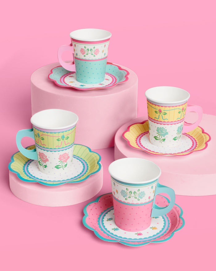 Tea Party Cups + Saucers - 32 pc drinkware set