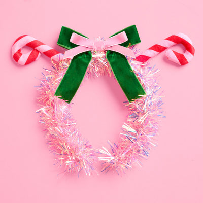 Candy Cane Headband - pink tinsel headband