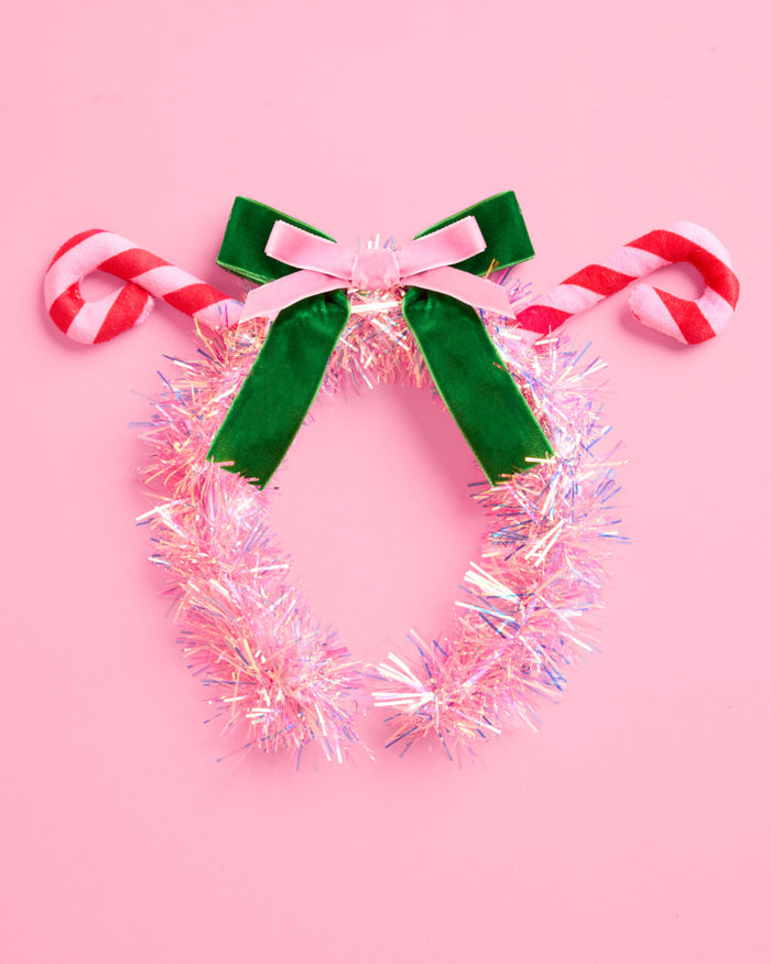 Candy Cane Headband - pink tinsel headband