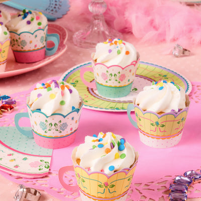 Tea Party Cupcake Wrappers - 24 pc tea cup set