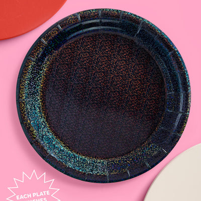 Black Shimmer Plates - 25 paper plates