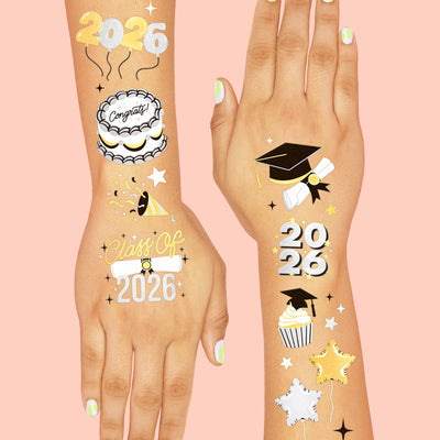Class of '26 Tats - 48 foil temporary tattoos