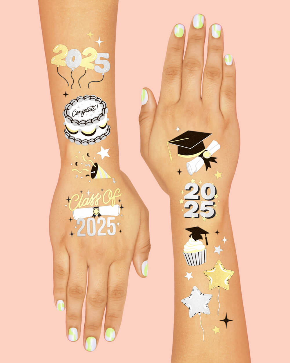 Class of '25 Tats - 48 foil temporary tattoos