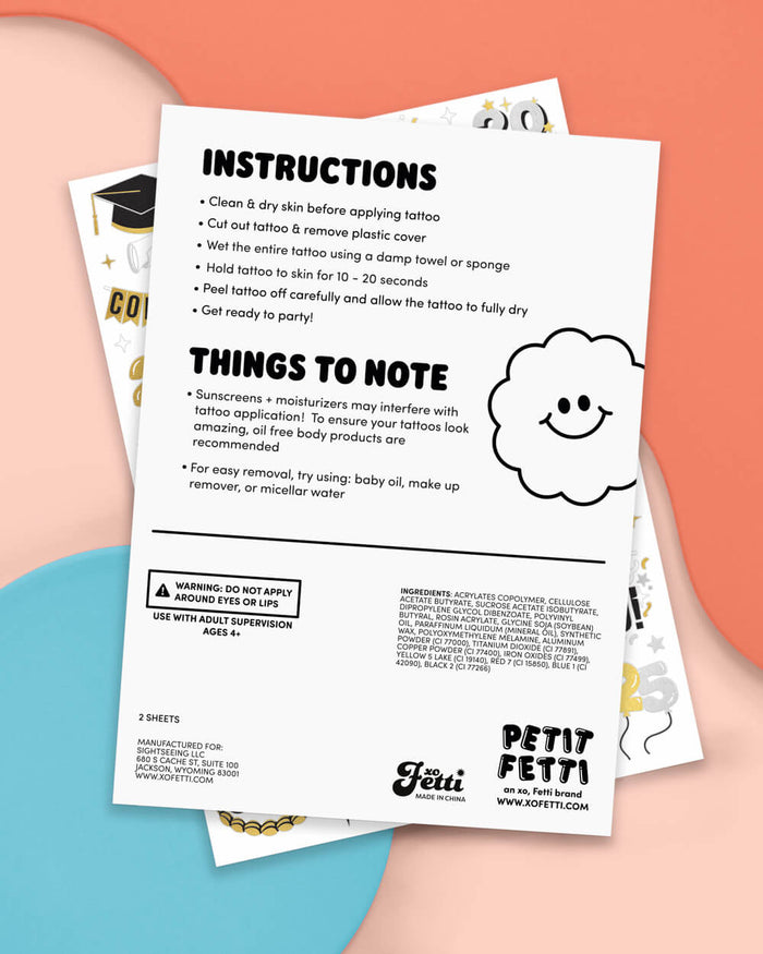 Class of '25 Tats - 48 foil temporary tattoos