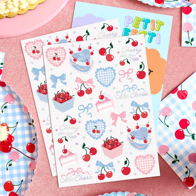 Cherry Birthday Bundle - tableware, balloons, banner + tats