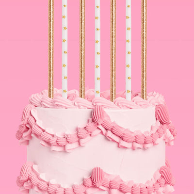 Wish Upon A Star Candles - 10 gold glitter candles