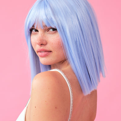 Pink blue shop wig