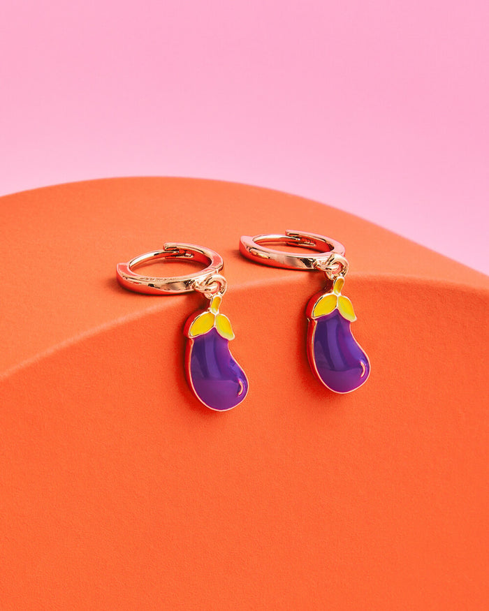 Same 🍆 4ever Earrings - enamel hoop earrings