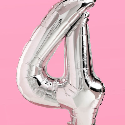 XL Number Balloon - 40" silver foil balloon