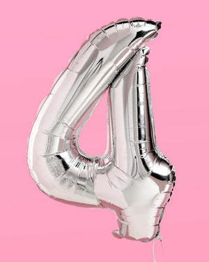 XL Number Balloon - 40" silver foil balloon