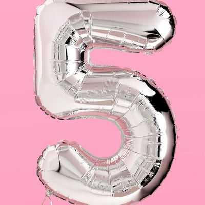 XL Number Balloon - 40" silver foil balloon