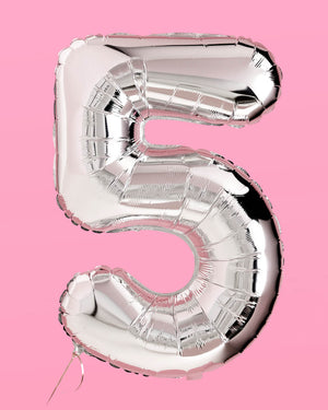 XL Number Balloon - 40" silver foil balloon