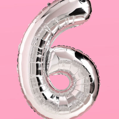 XL Number Balloon - 40" silver foil balloon
