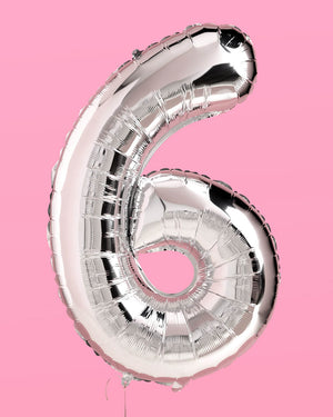 XL Number Balloon - 40" silver foil balloon