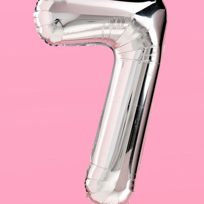 XL Number Balloon - 40" silver foil balloon
