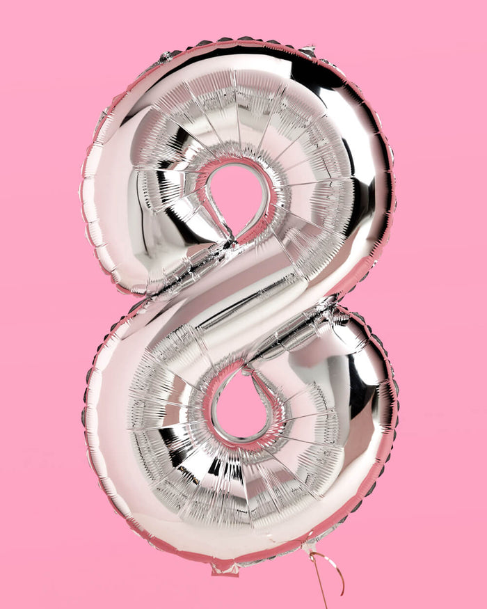 XL Number Balloon - 40" silver foil balloon