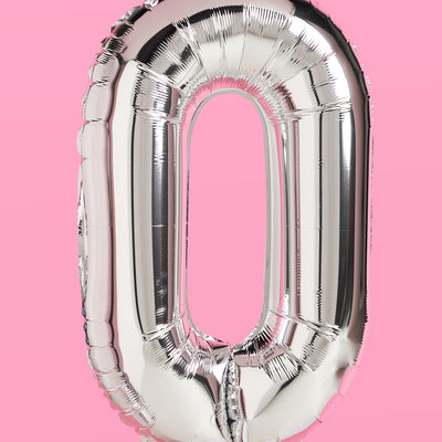 XL Number Balloon - 40" silver foil balloon