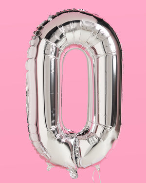 XL Number Balloon - 40" silver foil balloon