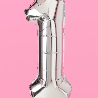 XL Number Balloon - 40" silver foil balloon
