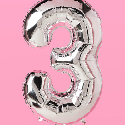 XL Number Balloon - 40" silver foil balloon