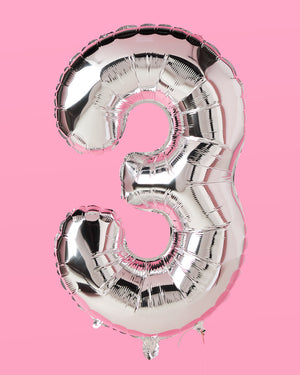 XL Number Balloon - 40" silver foil balloon