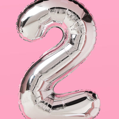 XL Number Balloon - 40" silver foil balloon