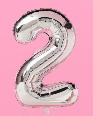 XL Number Balloon - 40" silver foil balloon