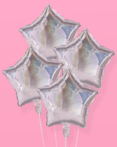 Shimmer Star Balloons - 4 iridescent balloons