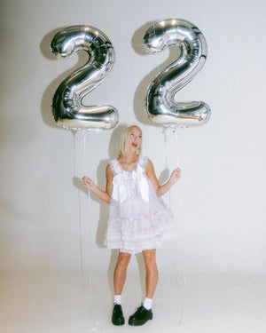 XL Number Balloon - 40" silver foil balloon